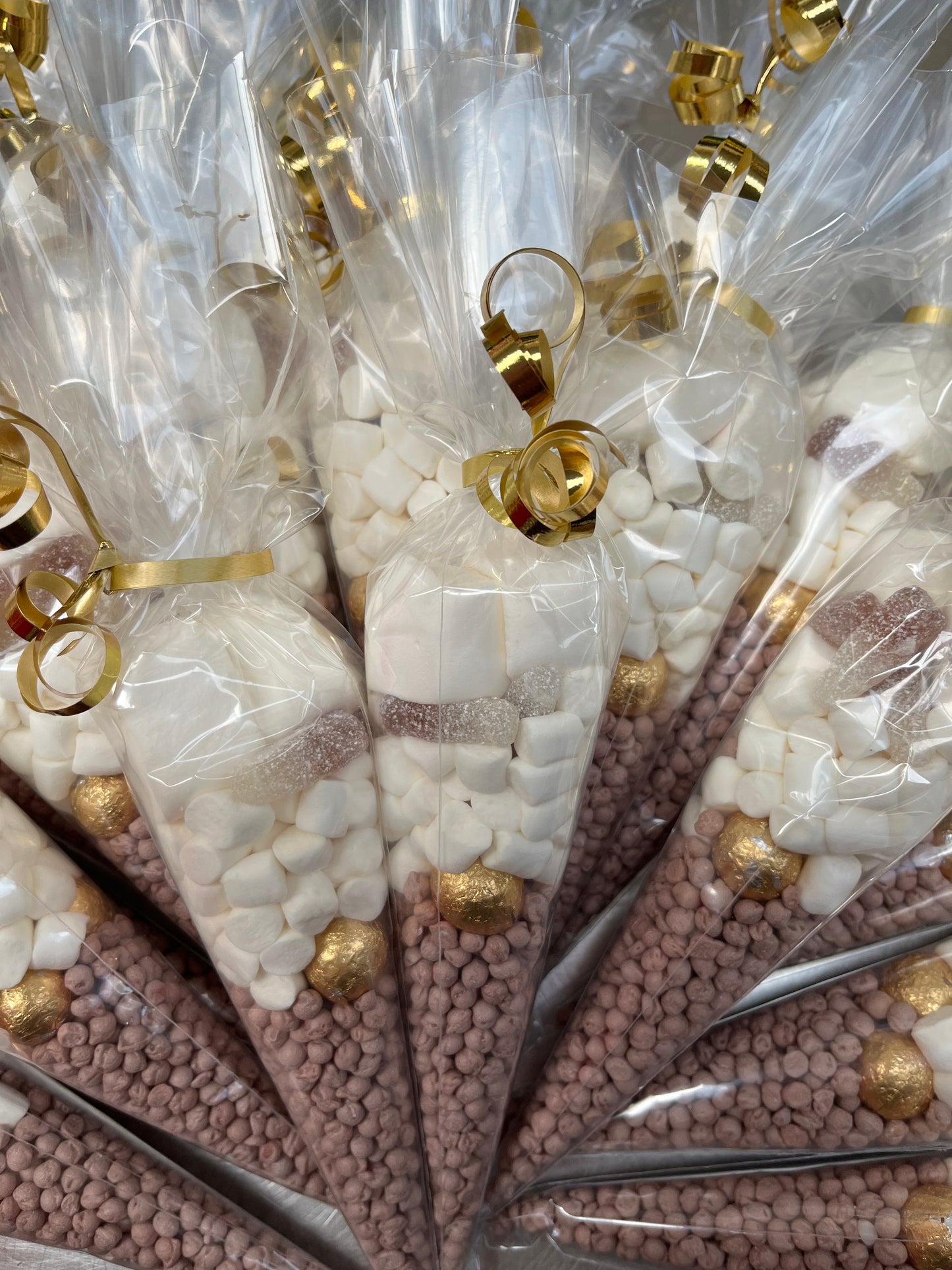 Gold & Cream Sweet cones favours wedding christening party bag fillers