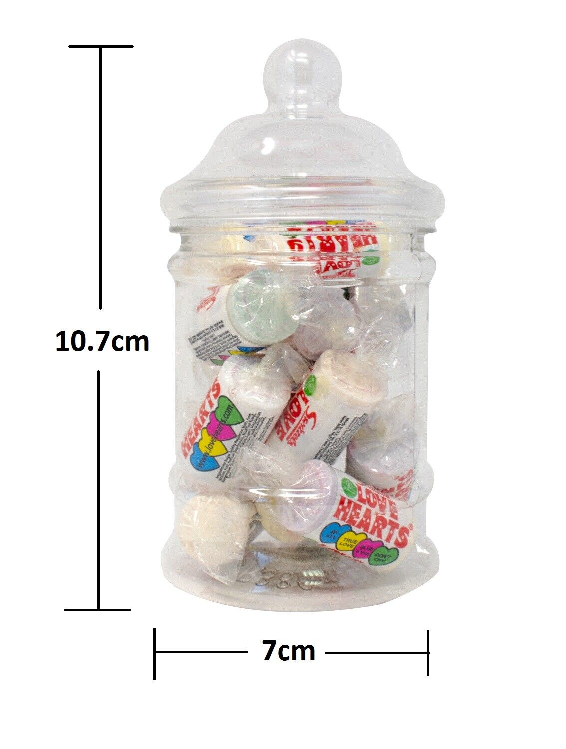 Empty Candy Buffet Party Clear Plastic Sweet Jar Bundle - 10 Jars & 50 Pink Sweet Bags