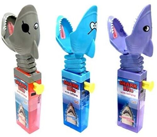 Shark Bite Lollipop Set of 3 Lollipops with Biting Shark Head Party Bag Toys