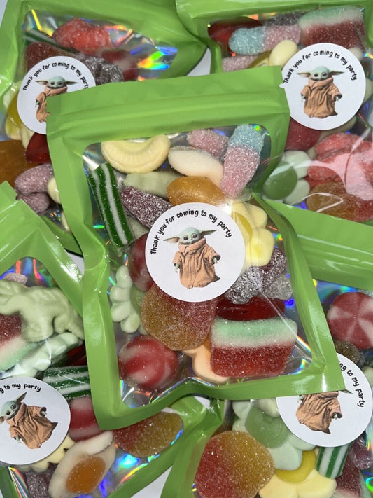 Green Baby Yoda Inspired Themed Birthday Gummy Jelly Sweet Pouch Party Bag Kids Pick n Mix