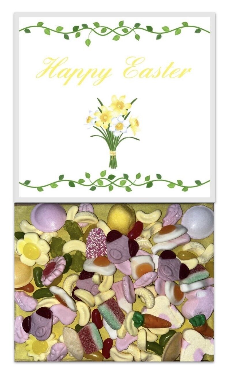 Happy Easter Daffodil Pick n Mix 300g Gummy Sweet Box Hamper Gift Present