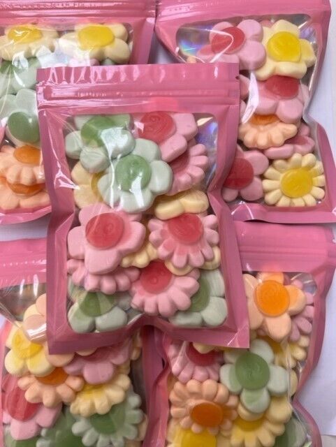 Flowers Daisy Birthday Gummy Jelly Sweet Pouch Party Bag Kids Pink Pick Mix