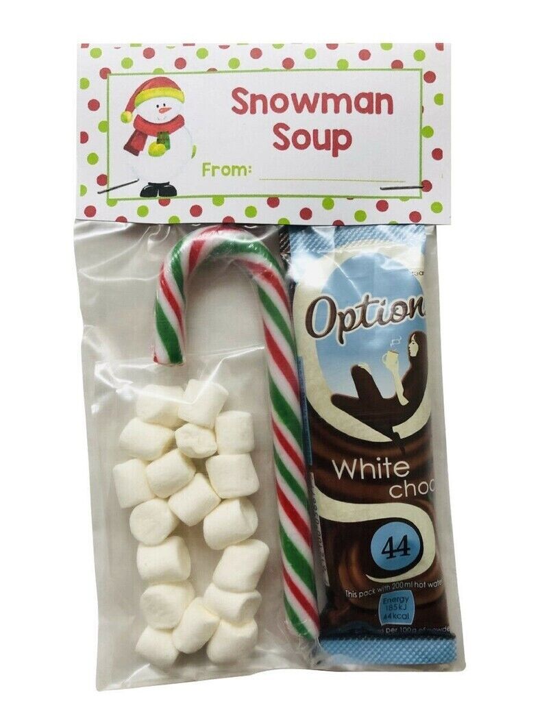 Snowman Soup White Hot Chocolate Marshmallows & Candy Cane Christmas Eve Xmas