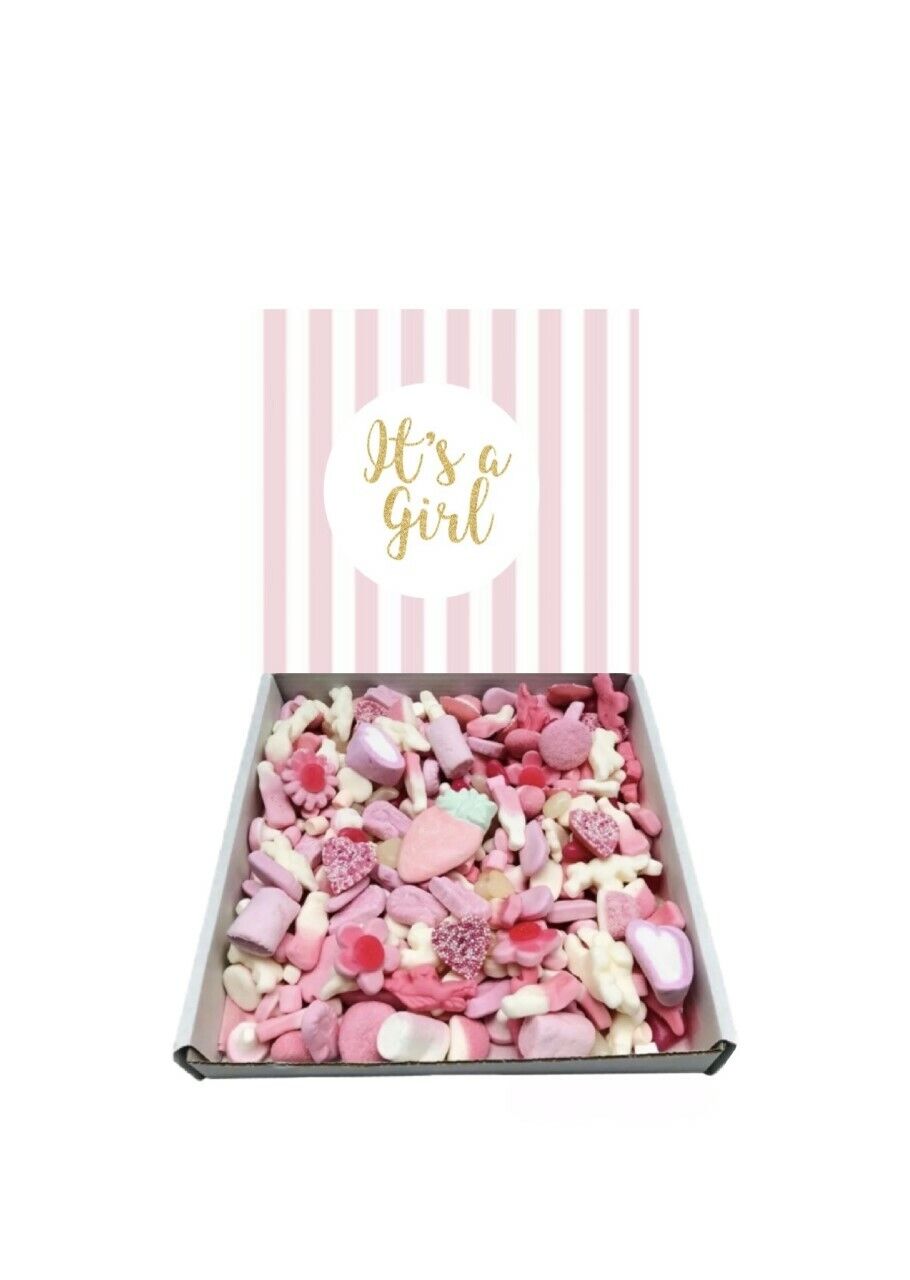 It's A Girl Gift Pick n Mix 1kg Pink Sweets Selection Box Gummy Sweet Hamper