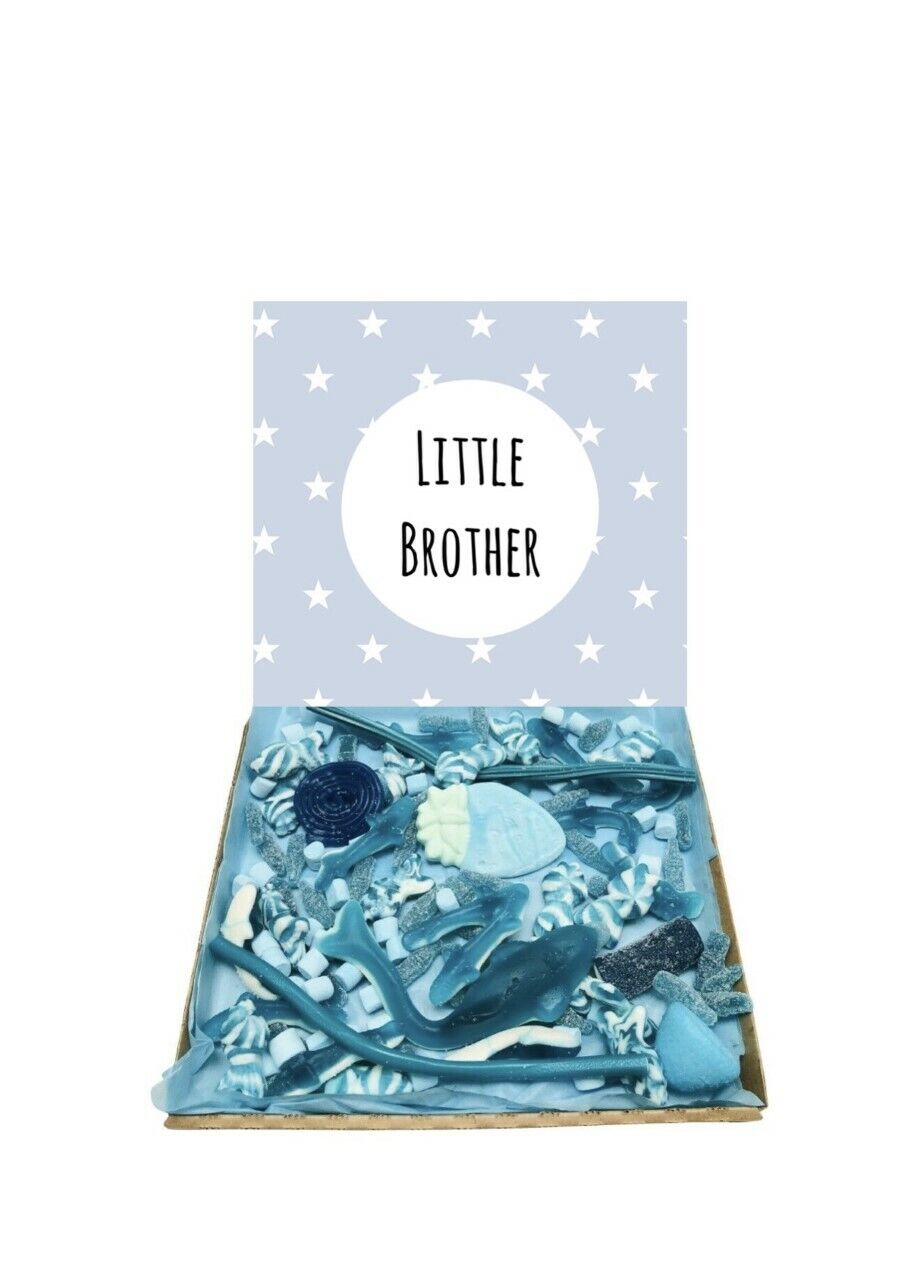 Little Brother Gift Pick n Mix 300g Blue Sweets Box Gummy Hamper Gift Present