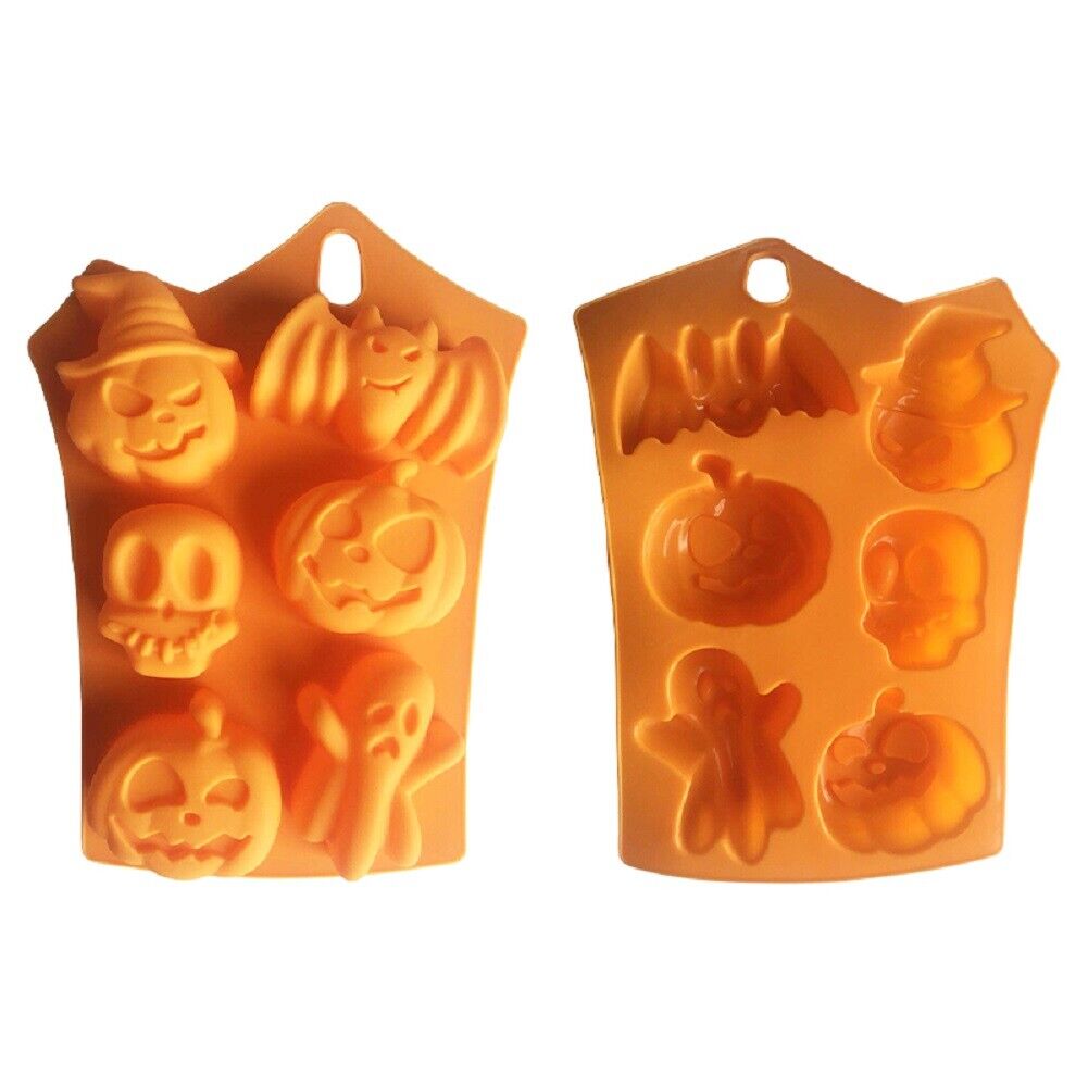 Halloween Pumpkin Silicone Baking Mould Cup Cake Jelly Muffin 6 Cavity 23x14x4cm