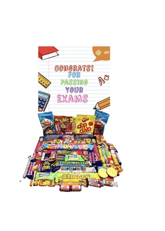 A* Congratulations Passing Exams Ultimate Retro Sweets Box  Candy Hamper Present