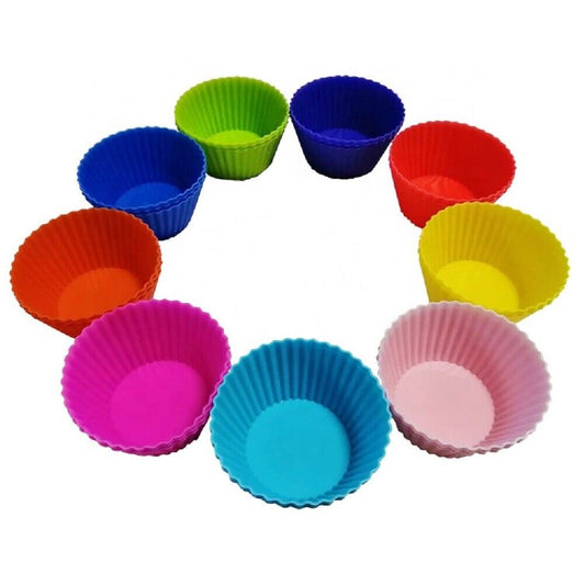 Set of 12 Non Stick Reusable Silicone Cupcake Cases Cup Cake Case 7x3.5cm