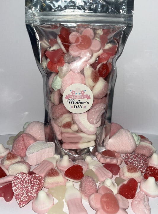 Happy Mothers Day Pink Gift Bag Assorted Sweet Pick N Mix Candy Pouch 200g