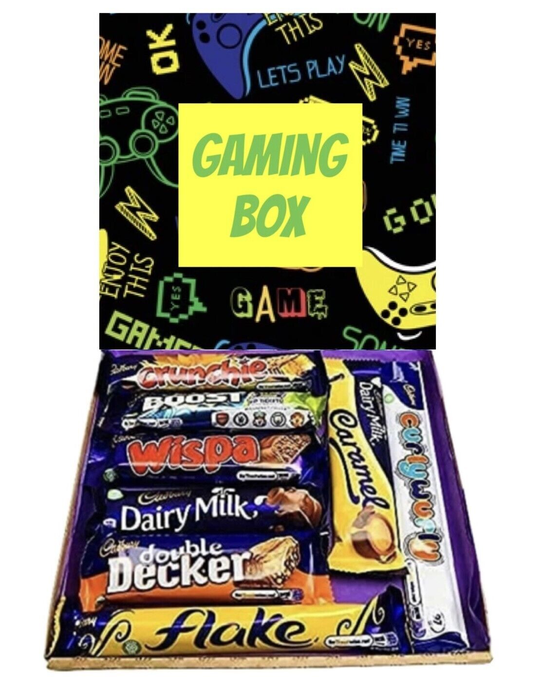 Gaming Gamer Box Cadburys Chocolate Gift Hamper Sweet Full Size Bars Christmas , Birthday, Father’s Day