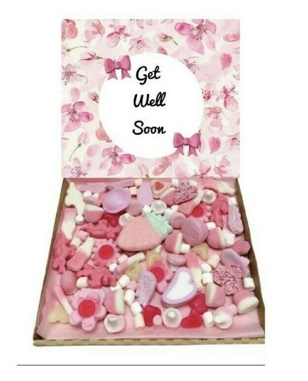 Get Well Soon Gift Pick n Mix 300g Pink Sweets Selection Box Gummy Sweet Hamper