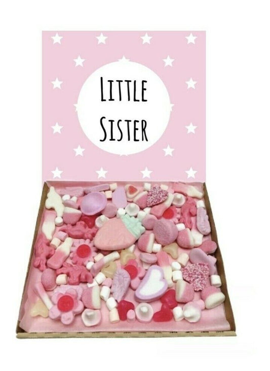 Little Sister Gift Pick n Mix 300g Pink Sweets Box Gummy Sweet Easter Hamper