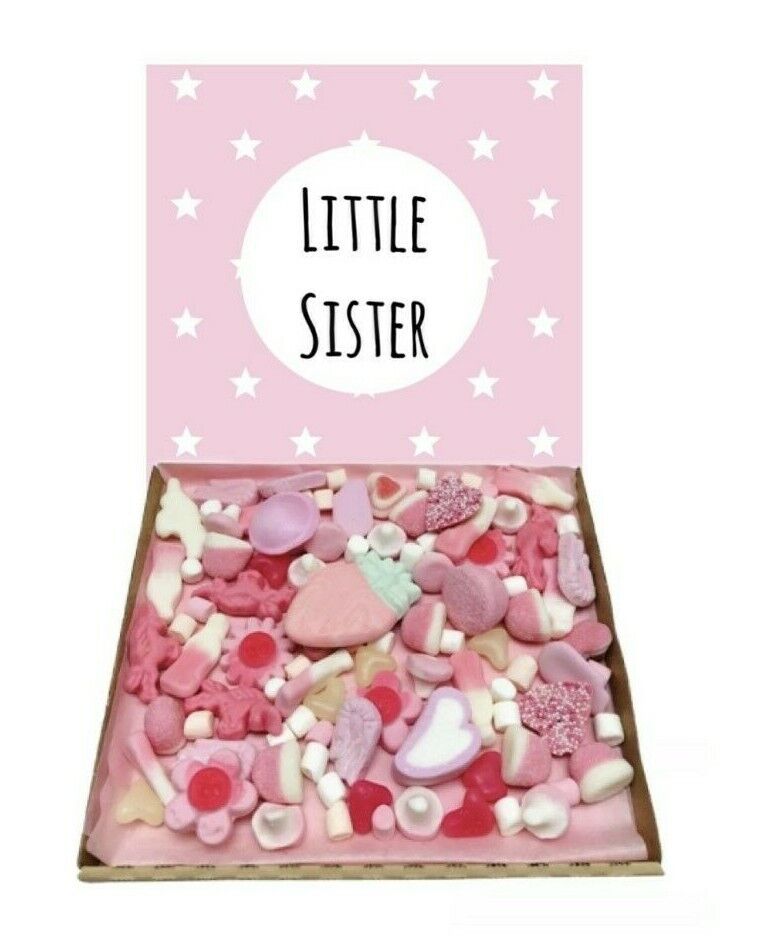 Little Sister Gift Pick n Mix 300g Pink Sweets Box Gummy Sweet Easter Hamper