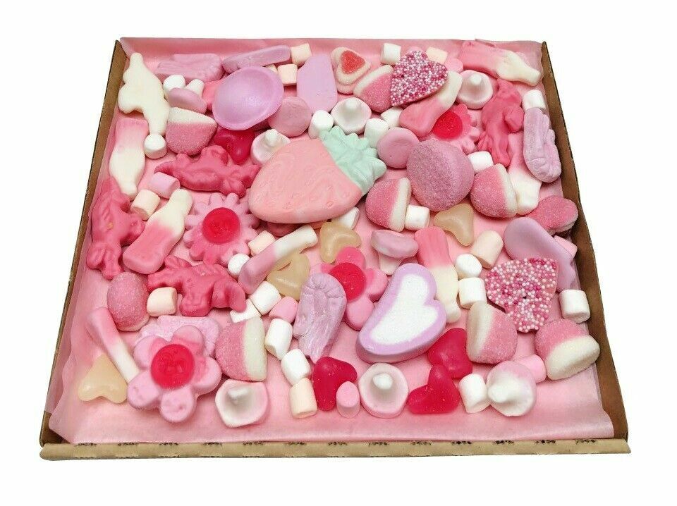 Made to order Baby shower Its A Girl Gift Pick n Mix 300g Pink Sweets Selection Box Hamper