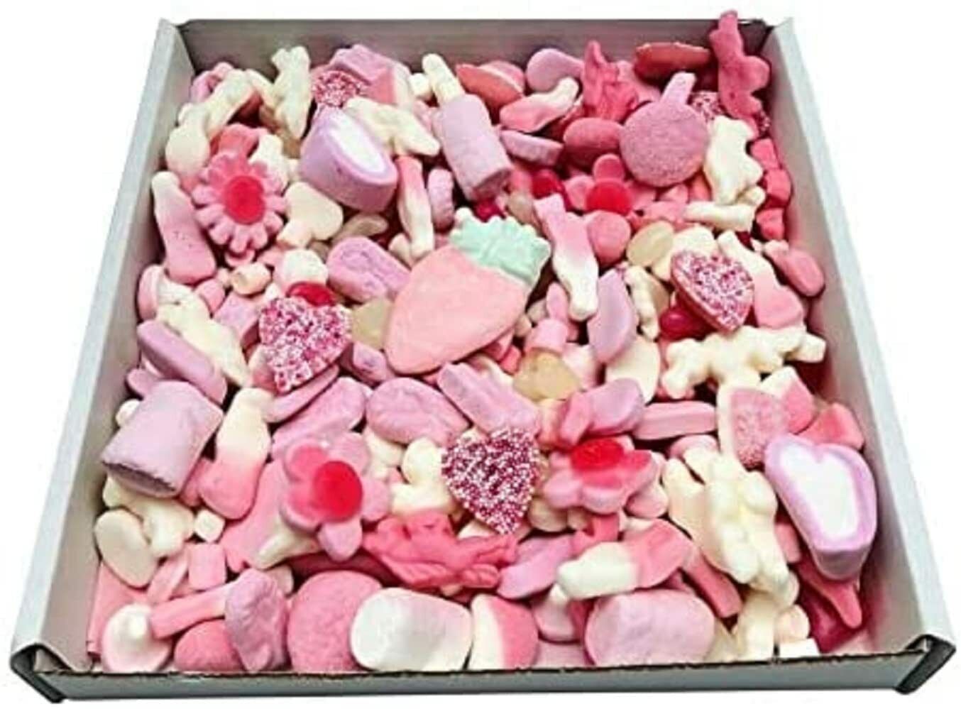 Little Sister Gift Pick n Mix 1kg Pink Sweets Box Gummy Hamper Gift Present