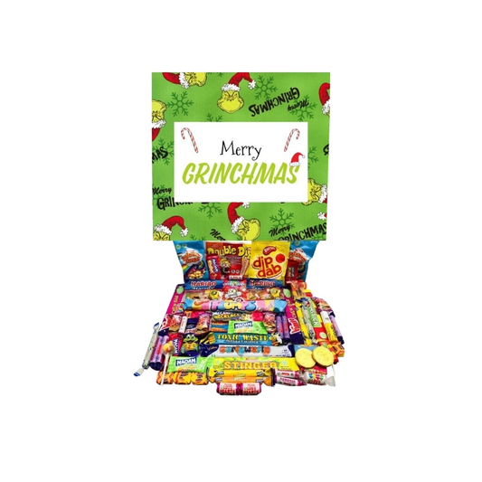 Merry Grinchmas Xmas Kids Pick Mix Ultimate Retro Sweets Box Sweet Candy Grinch Inspired Themed Hamper