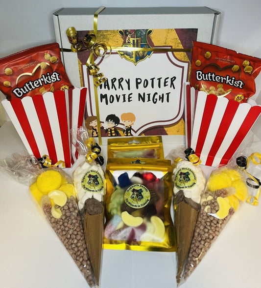 Harry Potter Movie Night Box For 2 Butterkist Popcorn Sweet Cones Treats Hamper