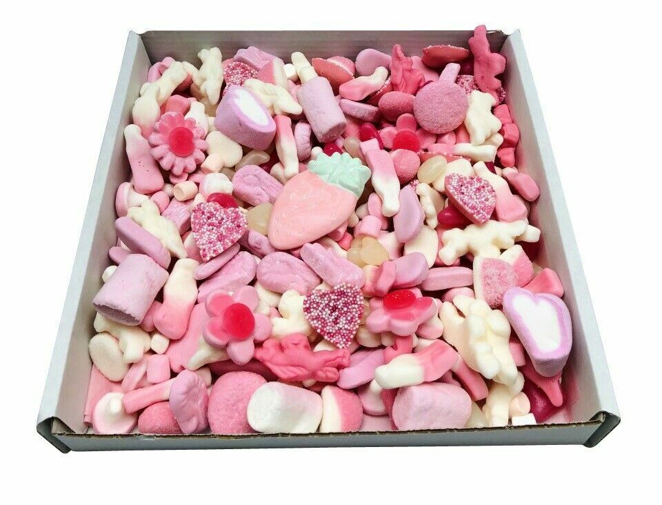 Get Well Soon Gift Pick And Mix 1kg Pink Sweets Box Hamper Present Personalised