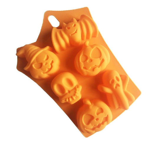 Halloween Pumpkin Silicone Baking Mould Cup Cake Jelly Muffin 6 Cavity 23x14x4cm