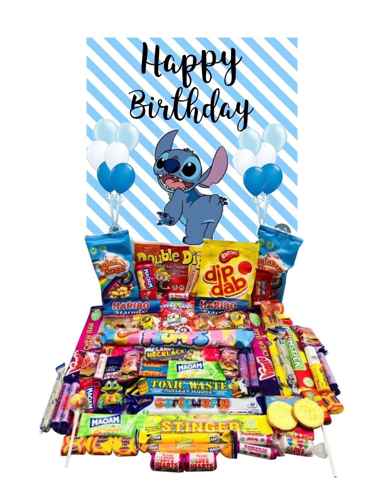 Happy Birthday Stitch Inspired Themed Pick N Mix Ultimate Sweet Box Candy Hamper