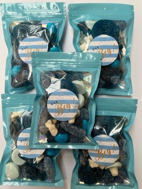 It's A Boy Baby Shower Gummy Jelly Sweet Pouch Mix Party Bag Kids Blue Pick Mix