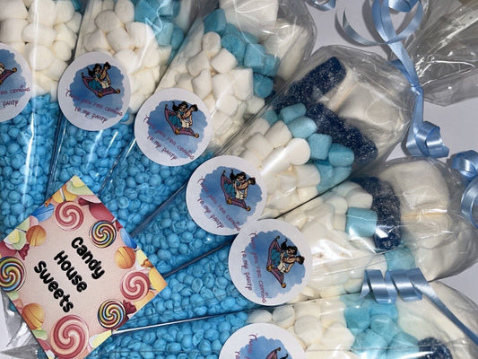 Aladdin Jasmine Inspired Themed Birthday Party Kids Blue Sweet Cones Bags Favour Candy Chocolate