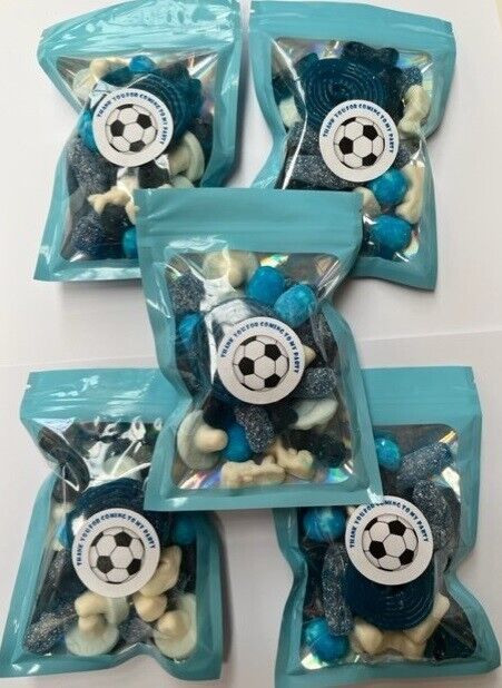 Football Birthday Gummy Jelly Sweet Pouch Mix Party Bag Kids Blue Pick Mix