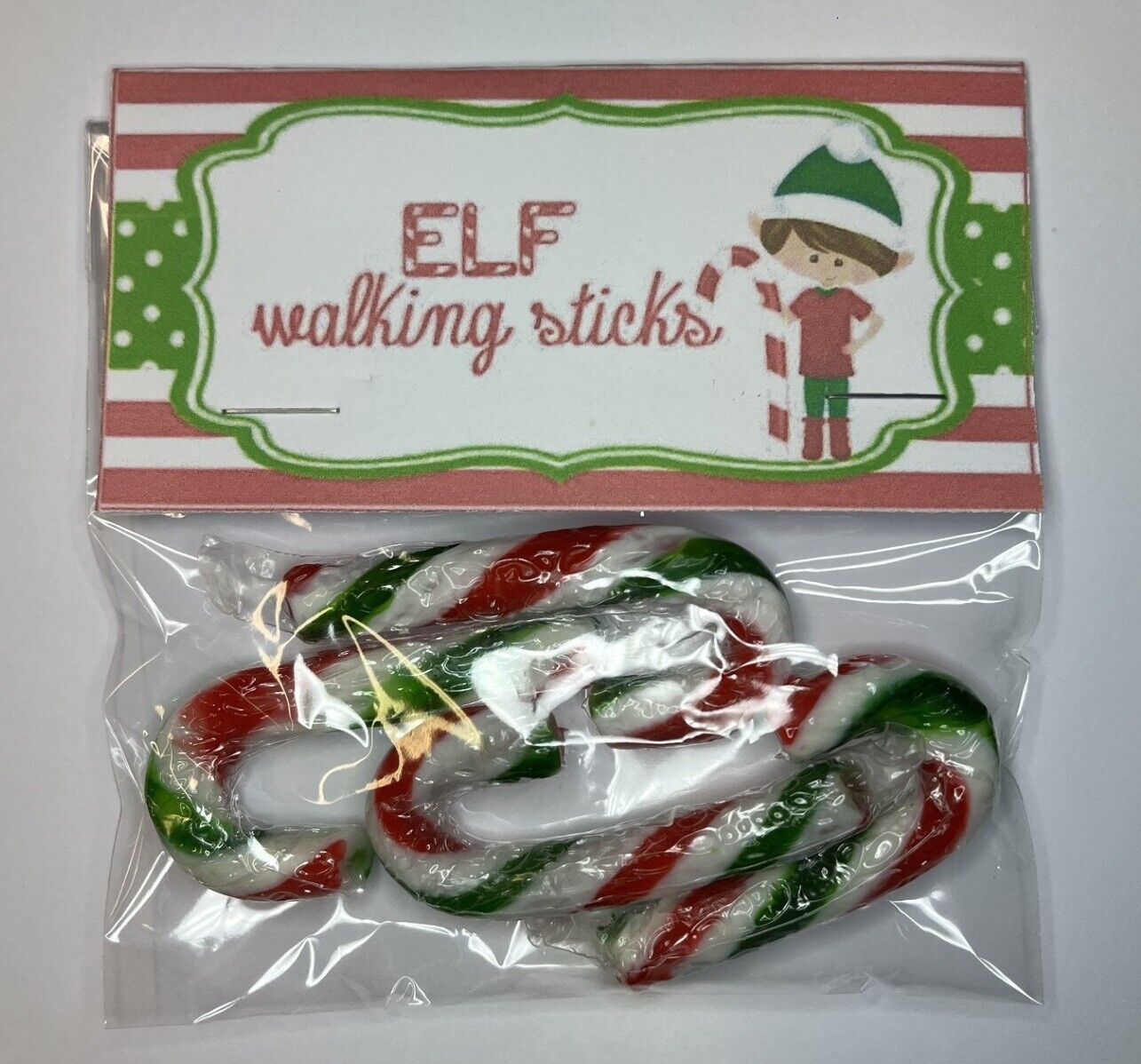 Elf Walking Sticks Mini Candy Cane Canes Christmas Xmas Eve Box Sweets Bag