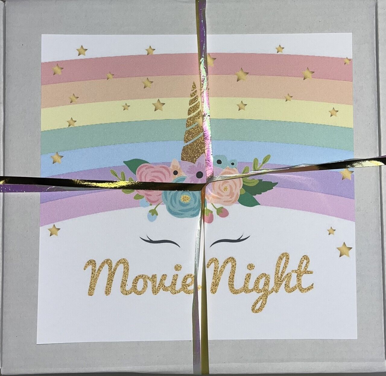 Movie Night Box For 2 Popcorn Sweets Unicorn Sweet Treat Cones Doritos Hamper