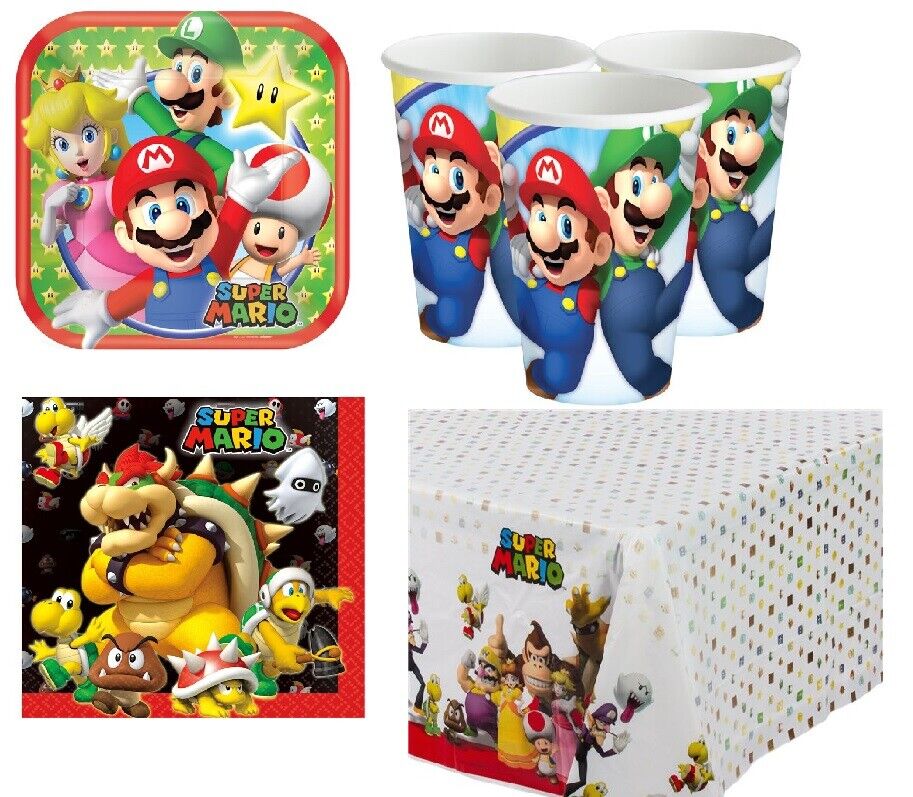 Super Mario Kids Party Set Tableware Bundle For 8 Cups Napkins Tablecover Plates disposable