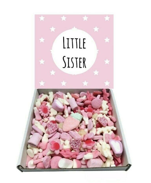 Little Sister Gift Pick n Mix 1kg Pink Sweets Box Gummy Hamper Gift Present