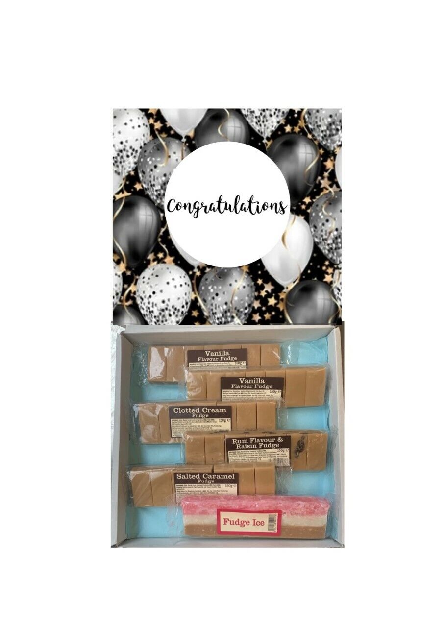 Congratulations Large Real Fudge Vanilla Rum Raisin Assortment Hamper Gift Sweet