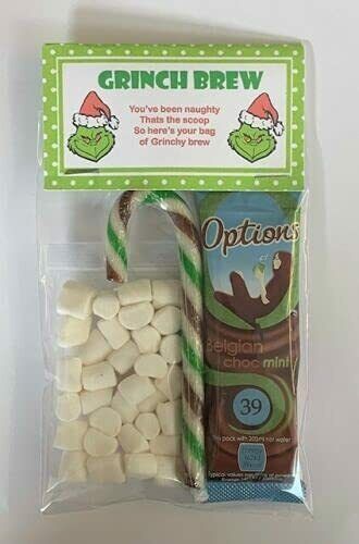 Grinch Poo & Brew Inspired Themed Mini Millions Sweets & Hot Chocolate Set Xmas Eve Box Filler