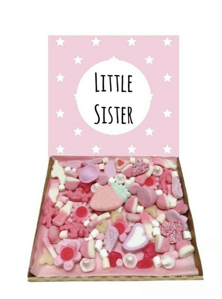 Little Sister Gift Pick n Mix 300g Pink Sweets Box Gummy Sweet Easter Hamper