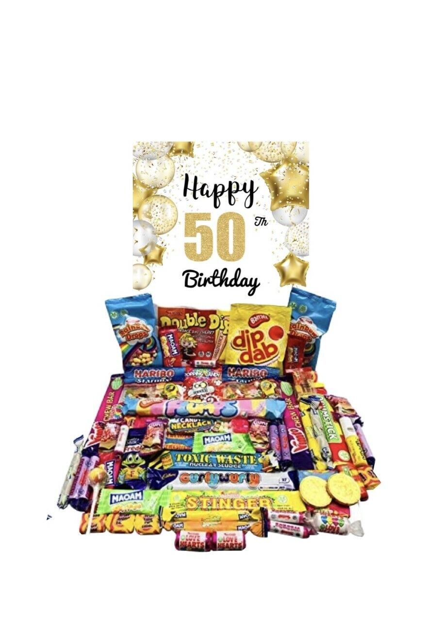 Happy 50th Birthday Gold Pick Mix Ultimate Retro Sweets Box Sweet Candy Hamper