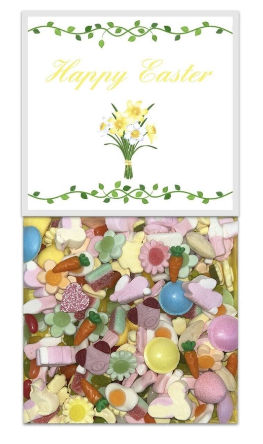 Happy Easter Daffodil Pick n Mix 1kg Gummy Sweet Box Hamper Gift Present