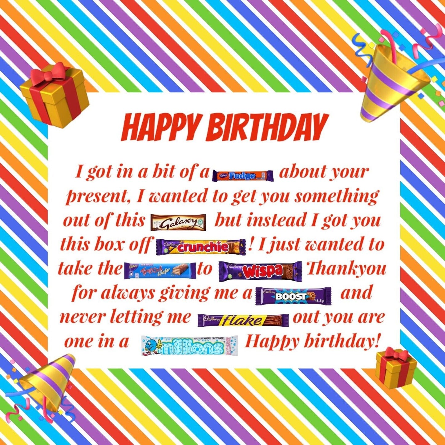 Happy Birthday Poem Chocolates Sweet Box Gift Hamper Present