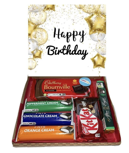 Personalised Happy Birthday Dark Chocolate Gift Hamper Sweet Box Full Size Fry's