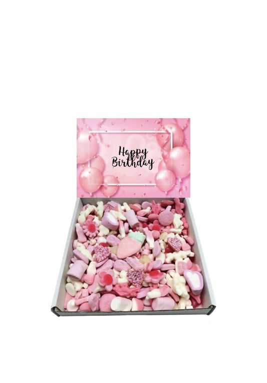 Happy Birthday Gift Pick n Mix 1kg Pink Sweets Selection Box Gummy Sweet Hamper