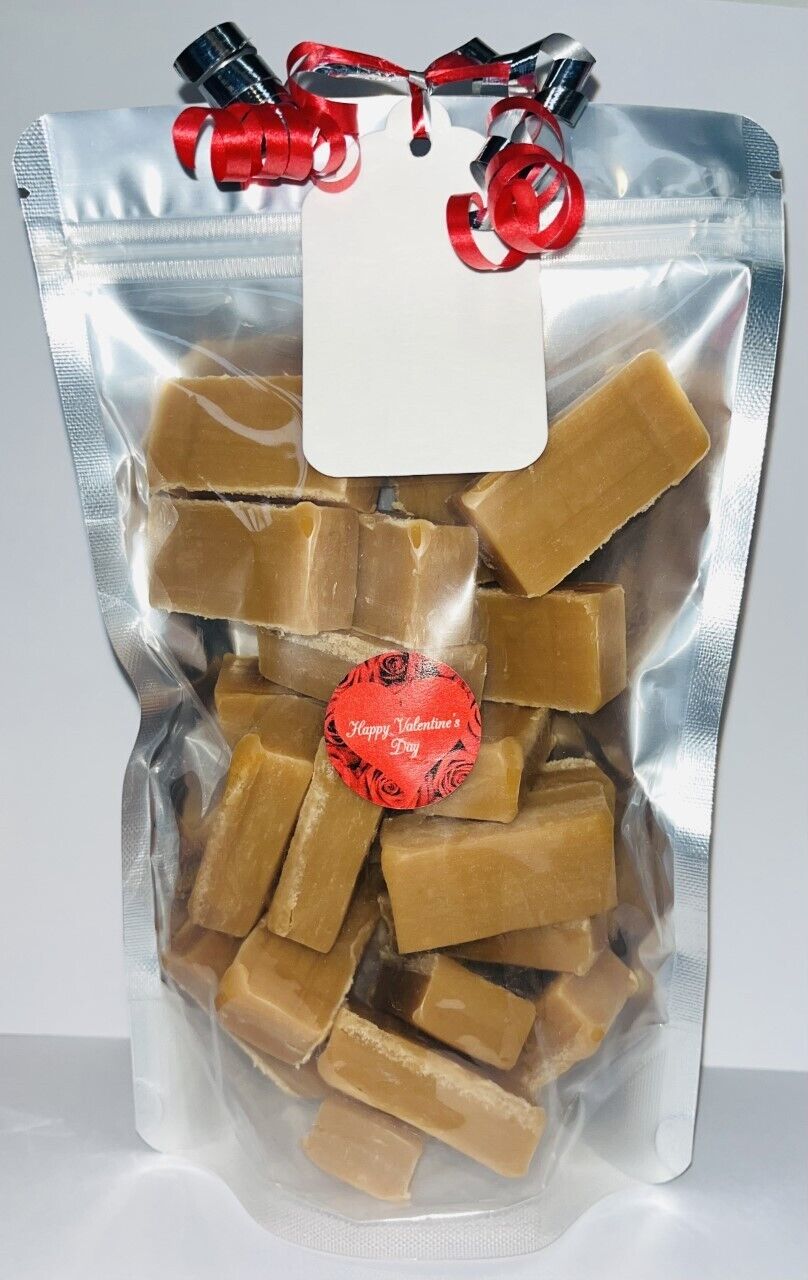 Happy Valentines Day Smooth Vanilla Fudge Sweets Bag Pouch Present Gift 450g