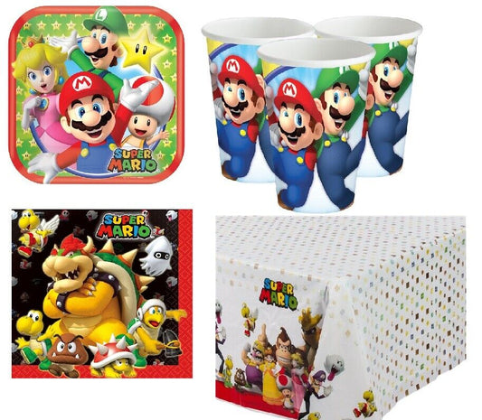 Super Mario Kids Party Set Tableware Bundle For 8 Cups Napkins Tablecover Plates disposable