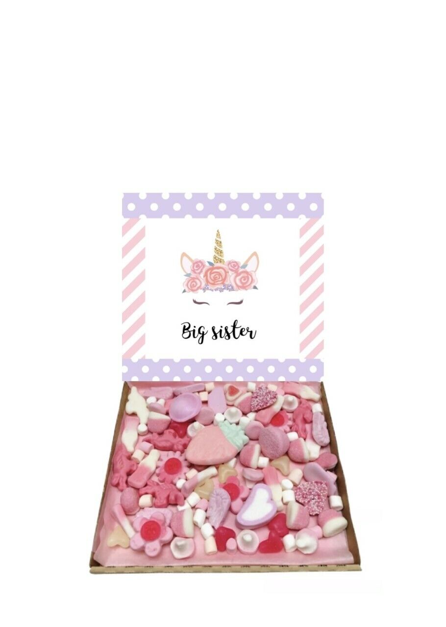 Big Sister Unicorn Gift Pick n Mix 300g Sweets Box Hamper Present