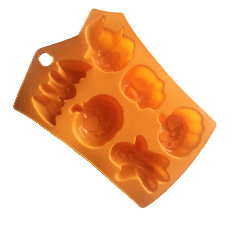 Halloween Pumpkin Silicone Baking Mould Cup Cake Jelly Muffin 6 Cavity 23x14x4cm