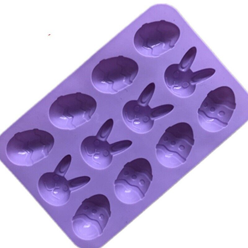 Easter Egg & Bunny 3D Silicone Baking Mould Cake Jelly 12 Cavity 23x15x2cm