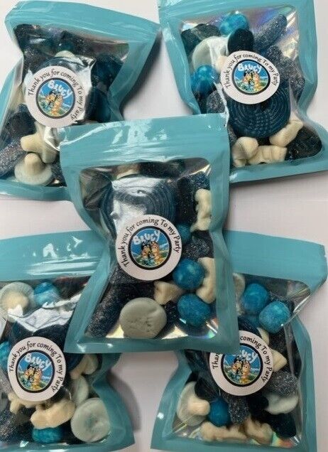 Bluey Inspired Themed Birthday Gummy Jelly Sweet Pouch Mix Party Bag Kids Blue Pick Mix