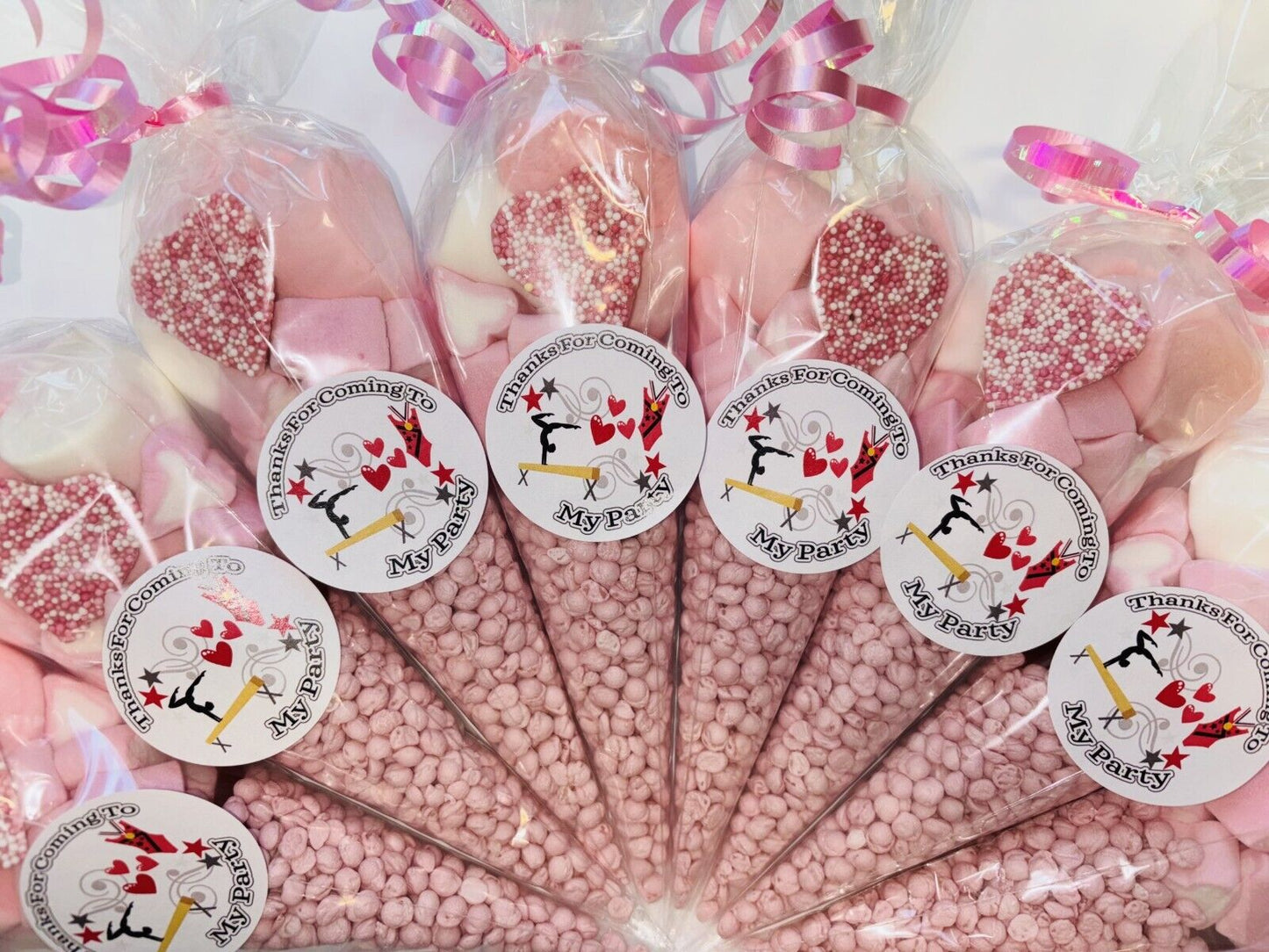 Thank You For Coming To My Party Gymnastics Sweet Candy Cones Bag Filled